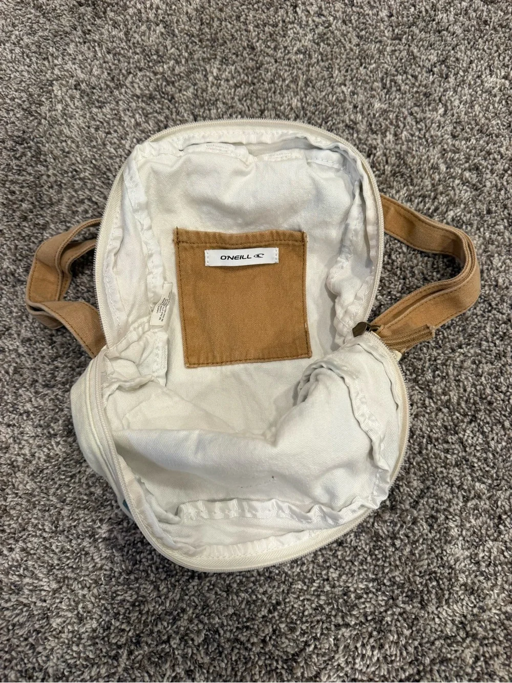 O’Neill Floral Mini Backpack Canvas Cream Tan Boho Beach Travel Bag